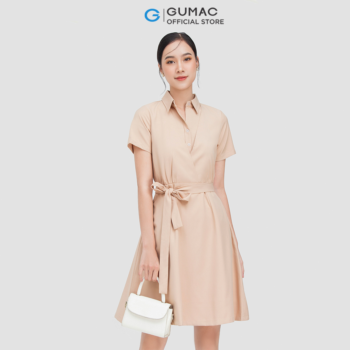 Đầm dáng xòe GUMAC DC05012 sơ mi đắp chéo