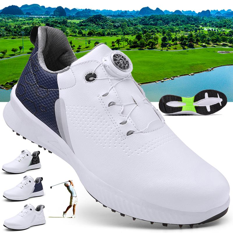 Giày golf chuyên nghiệp mới đàn ông Phụ nữ sang trọng Golf mang cho nam giới cỡ 46 47 giày đi bộ giày thể thao thể thao nam Color: BaiHei-1 Shoe Size: 36
