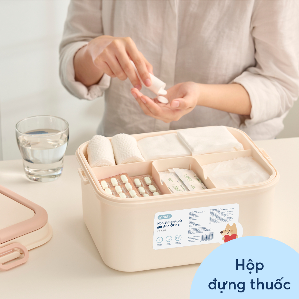 Hộp đựng thuốc gia đình kín khí có tay cầm Okina INOCHI