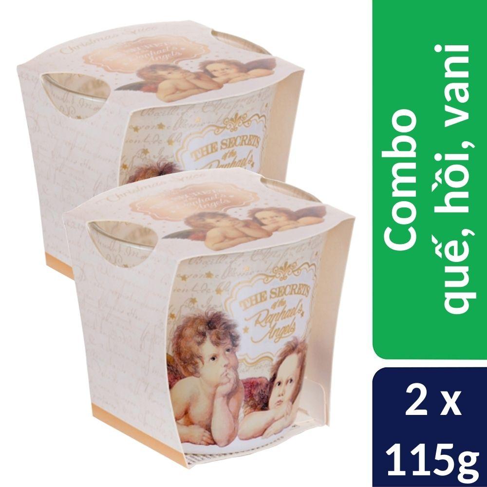 Combo 2 ly nến thơm Bartek nhập khẩu Châu Âu Raphael's Angels 115g - quế, hồi, vani