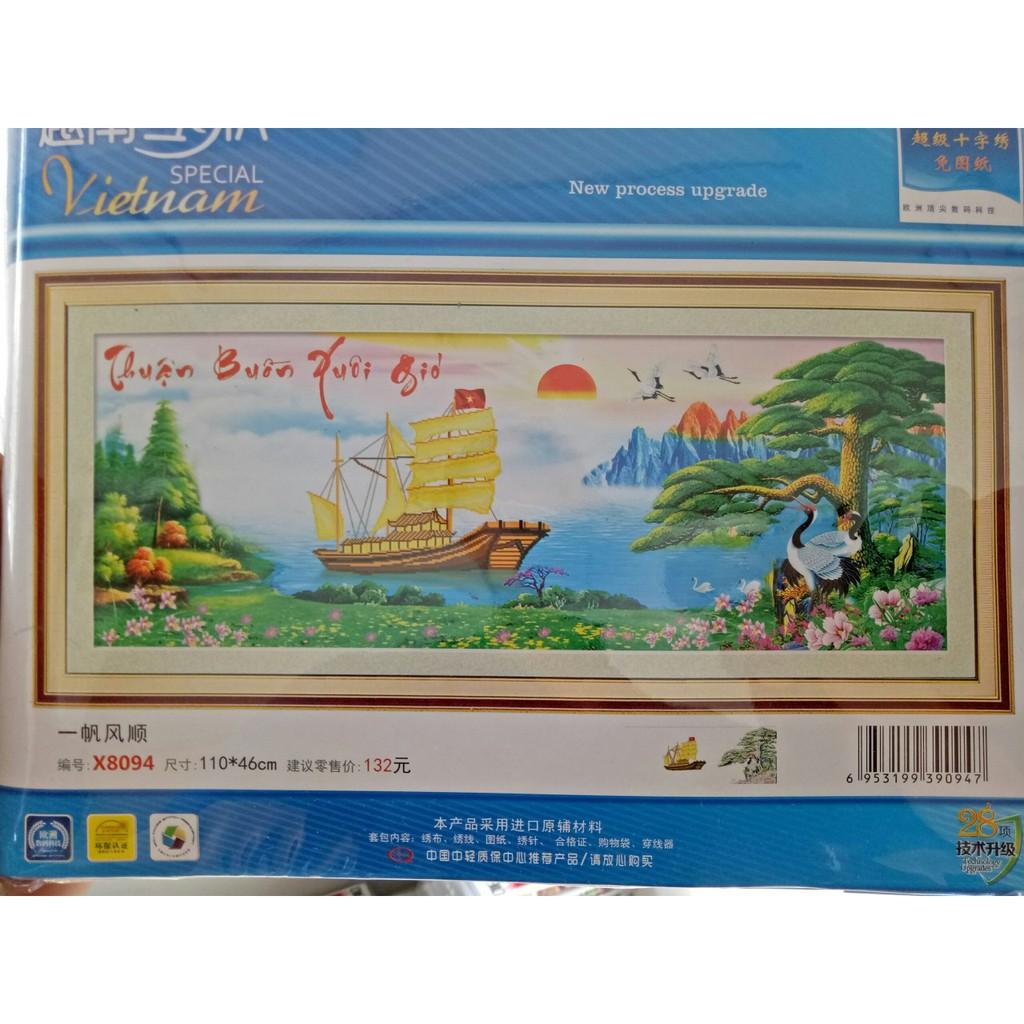 Tranh thêu chữ thập thuận buồm xuôi gió  ( chưa thêu)-X8094