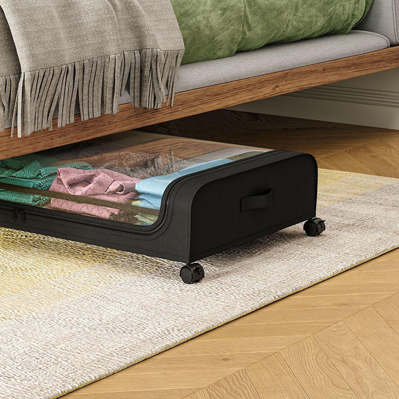 Underbed Storage Box with Wheels, under The Bed Shoe Storage Containers Large with Lid Bedroom Storage Organizer for Toys Shoes Bedding Books