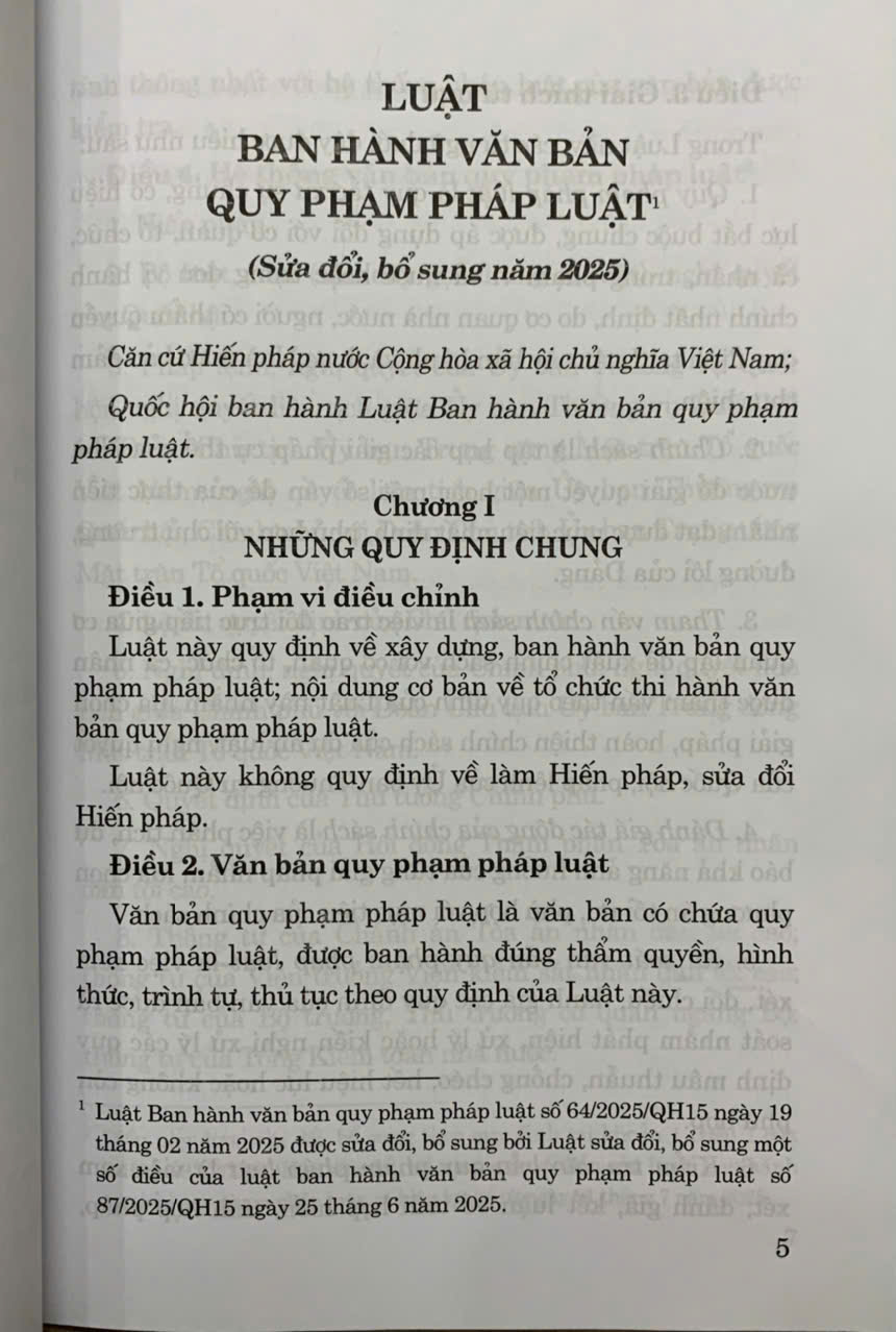 Luật ban hành văn bản quy phạm pháp luật (Sửa đổi, bổ sung năm /2025)