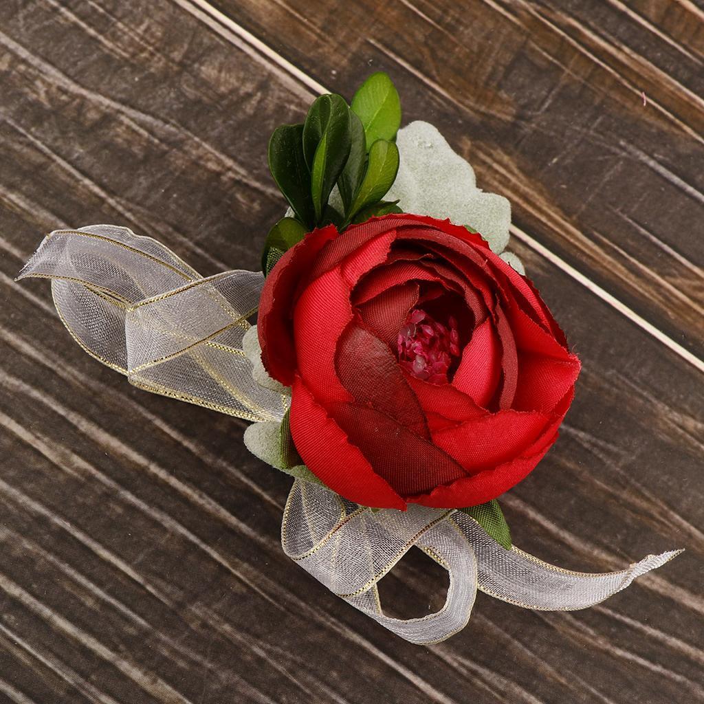 Silk Camellia Wrist Corsage Bridal Bracelet Wedding Hand Flower