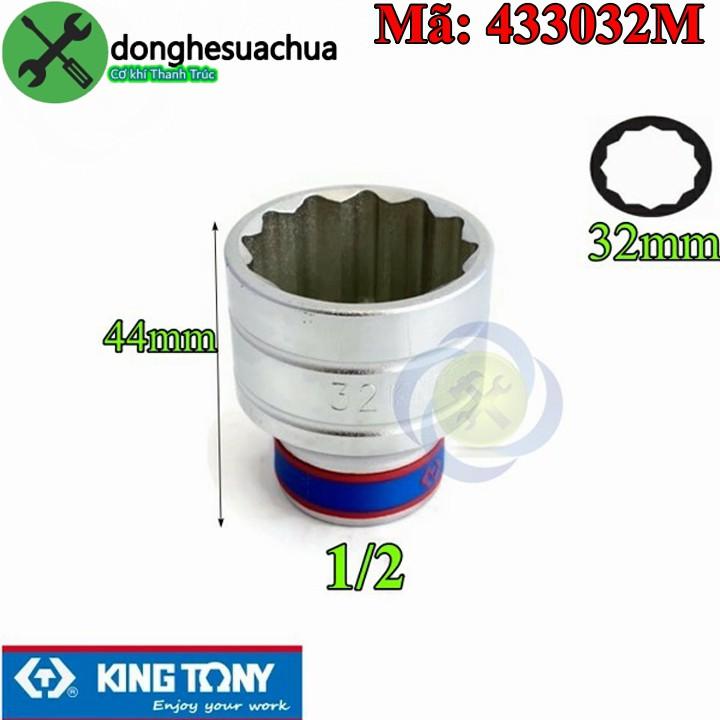 Tuýp 32mm 1/2 Kingtony 433032M 12 cạnh màu trắng dài 44mm