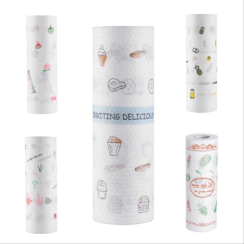 Cuộn Giấy Vải Lau HOẠ TIẾT Đa Năng Tiện Dụng - Loại Dày Cuộn 220 tờ