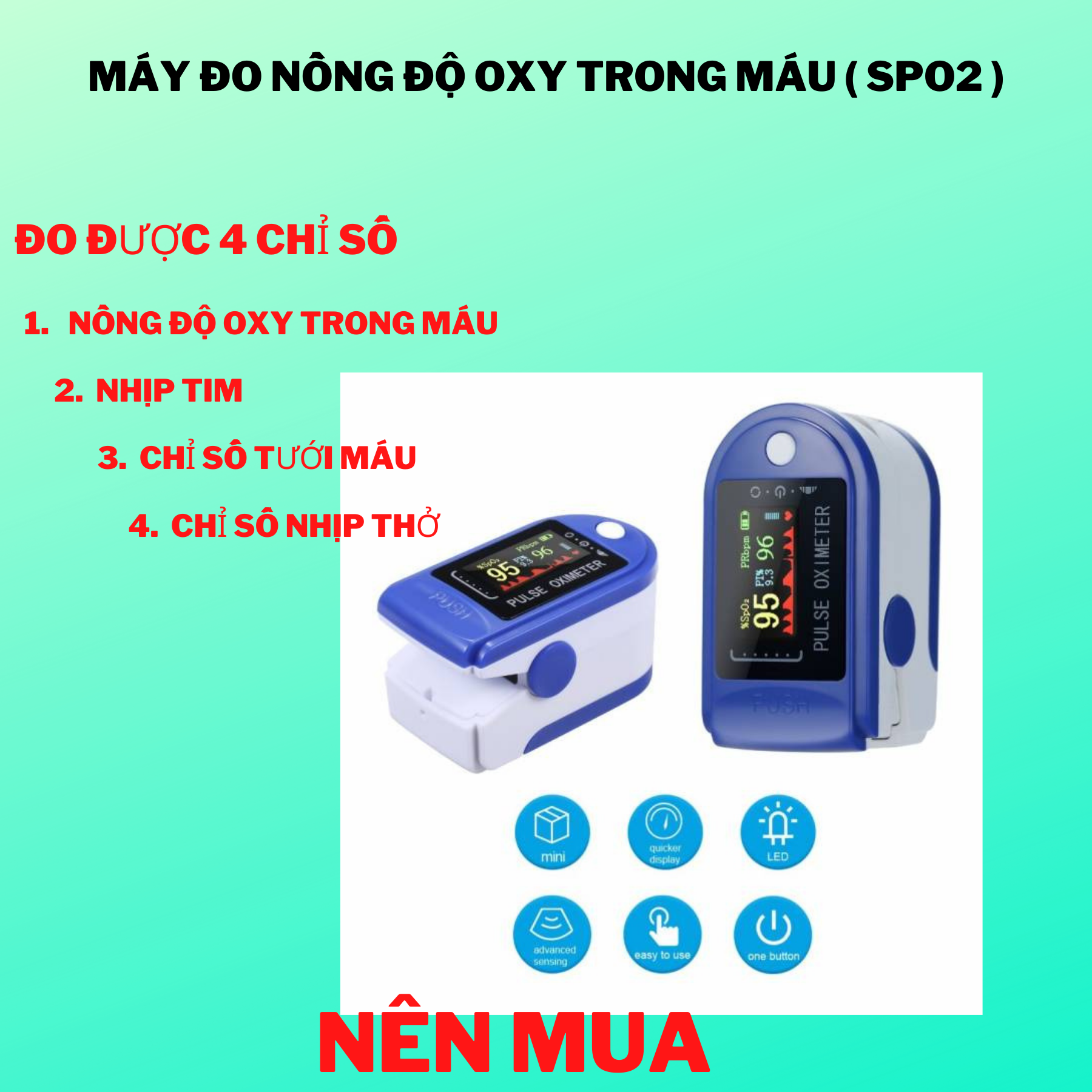 Máy đo nồng độ oxy trong máu có đen led