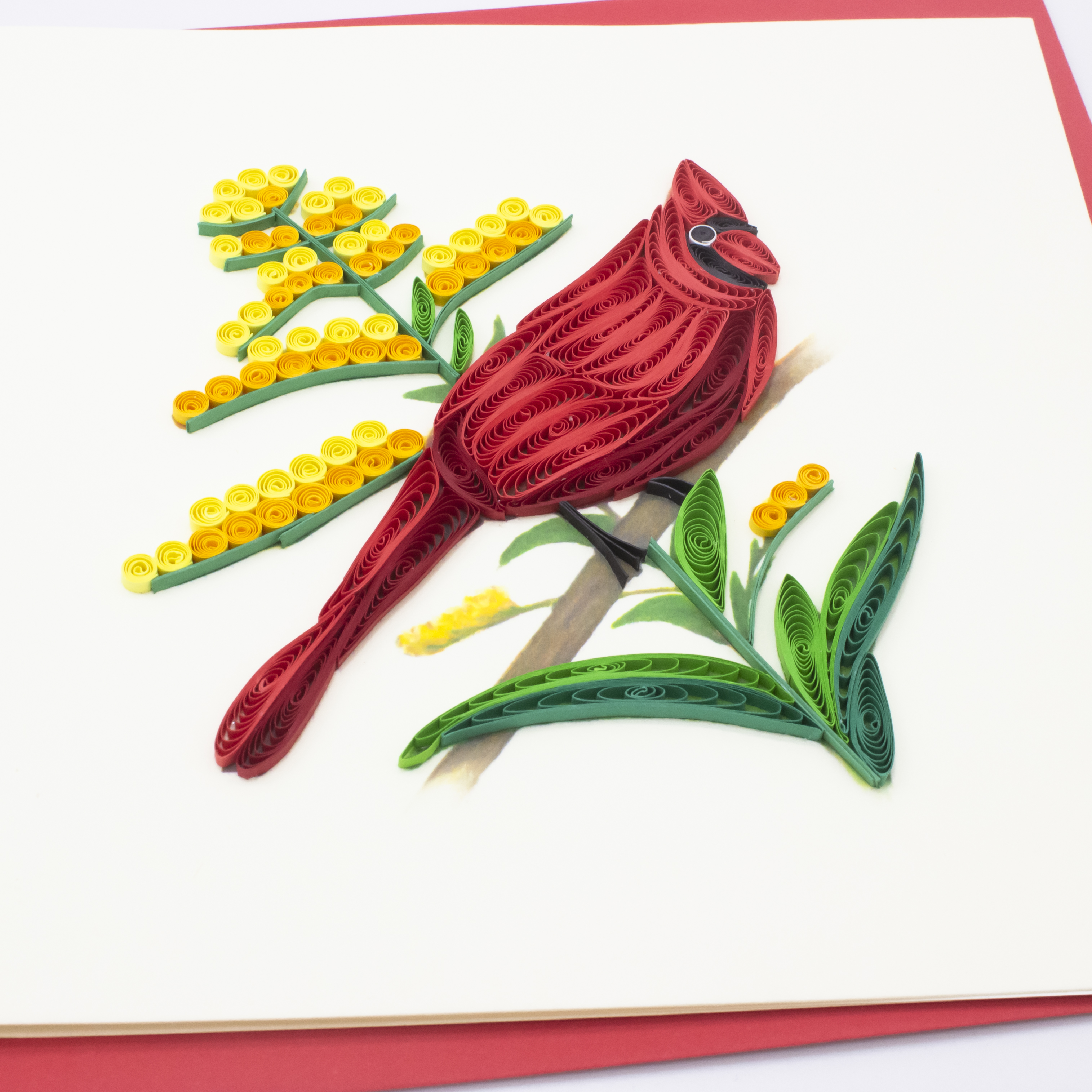 Thiệp Handmade - Thiệp Chim đỏ nghệ thuật giấy xoắn - Tặng Kèm Khung Giấy Để Bàn - Thiệp chúc mừng sinh nhật, kỷ niệm, tình yêu, cảm ơn…