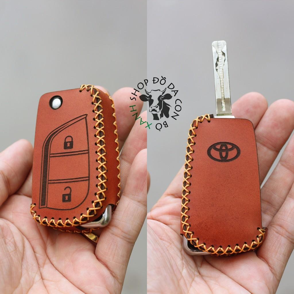 Bao da dành cho chìa khóa Toyota Innova, Fortuner, Altis, Hilux chìa khóa cơ handmade da thật 006