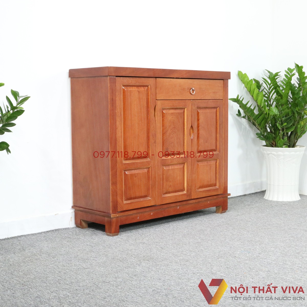 Tủ Giày Dép Gỗ Hương Đá 3 Cánh Đẹp Giá Rẻ