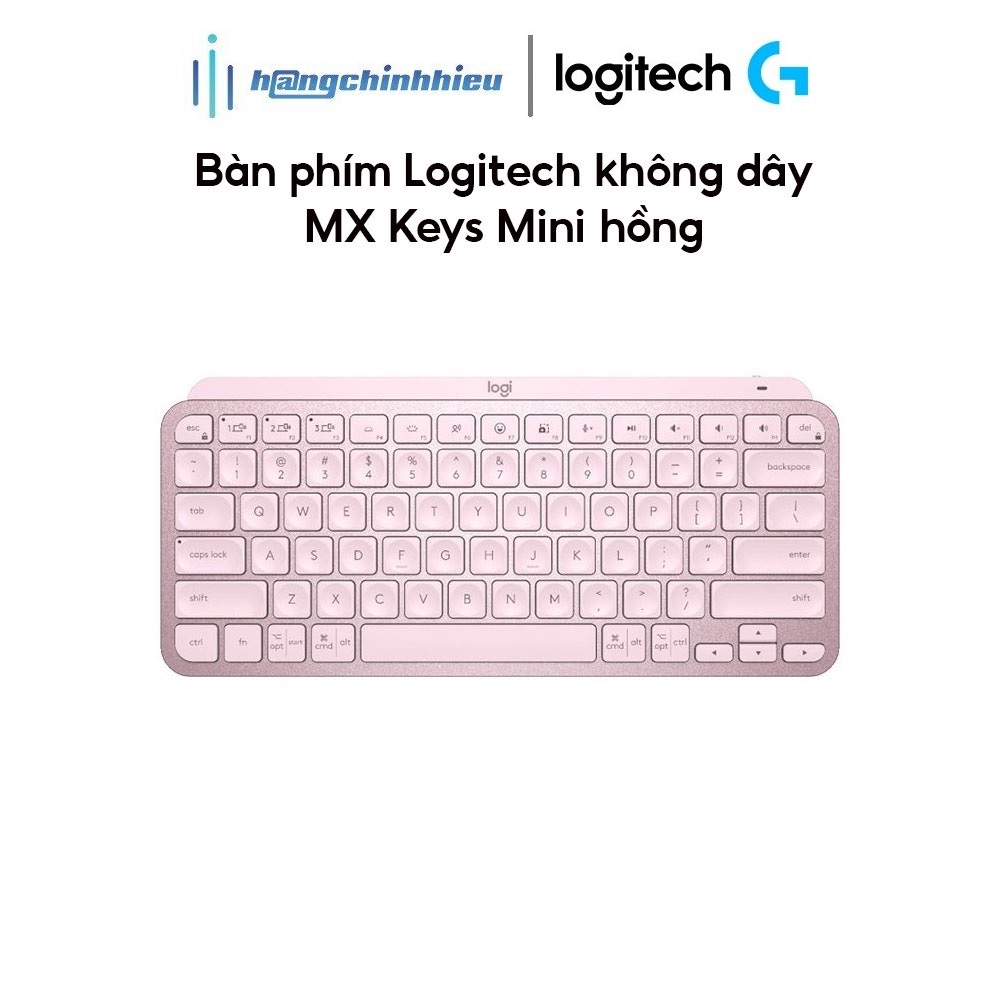 Bàn phím Logitech không dây MX Keys Mini hồng (USB-C/Bluetooth) Hàng chính hãng