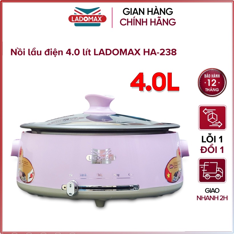 Nồi lẩu điện lòng rời 4 lít Ladomax HA-238 - Hàng chính hãng