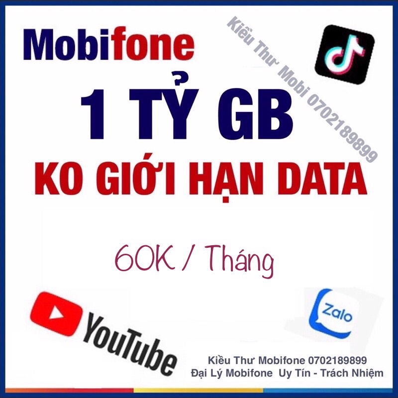 [1 TỶ GB] SIM 4G Mobifone Không giới hạn dung lượng gói ED60 (60k/tháng) HÀNG CHÍNH HÃNG