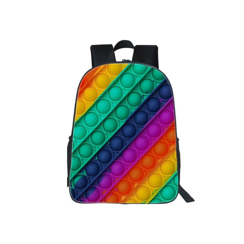 16 12 Inch POP Của Nó Lưng Thanh Thiếu Niên 3D Anime Rainbow Dây Kéo Đôi Hoạt Hình Pop Fidget Trường Túi Ngộ Nghĩnh Họ Trò Chơi túi Trẻ Em