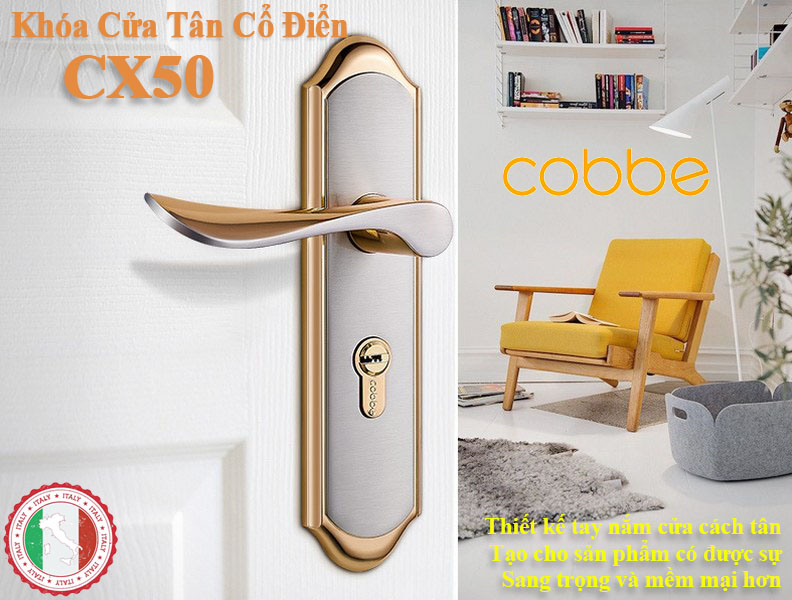 Khóa cửa Tay nắm ngang Cobe bền đẹp sang trọng cho vila, biệt thự