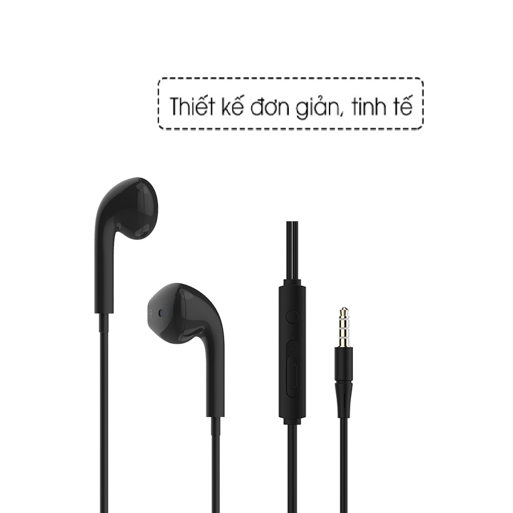 Tai nghe nhét tai có dây Jack cắm 3.5mm có Mic/Microphone VivuMax J15 - Cho iOS/Apple (iPhone/iPad), Android (Samsung, Sony, Xiaomi, Huawei, Oppo) Màu Trắng/Đen - Hàng Chính Hãng