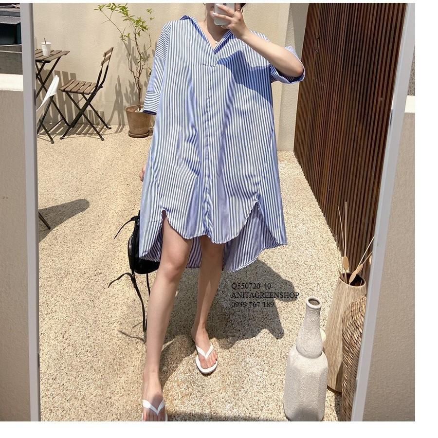 Q550720 ĐẦM SƠ MI SỌC FORM RỘNG