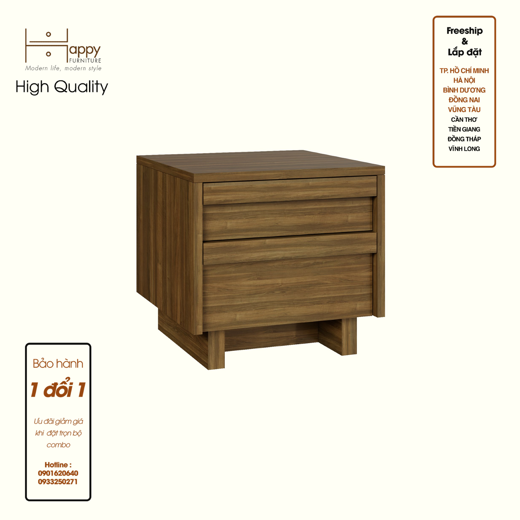 [Happy Home Furniture] MAVIS, Táp đầu giường 2 ngăn kéo , 40cm x 40cm x 38cm ( DxRxC), THK_142