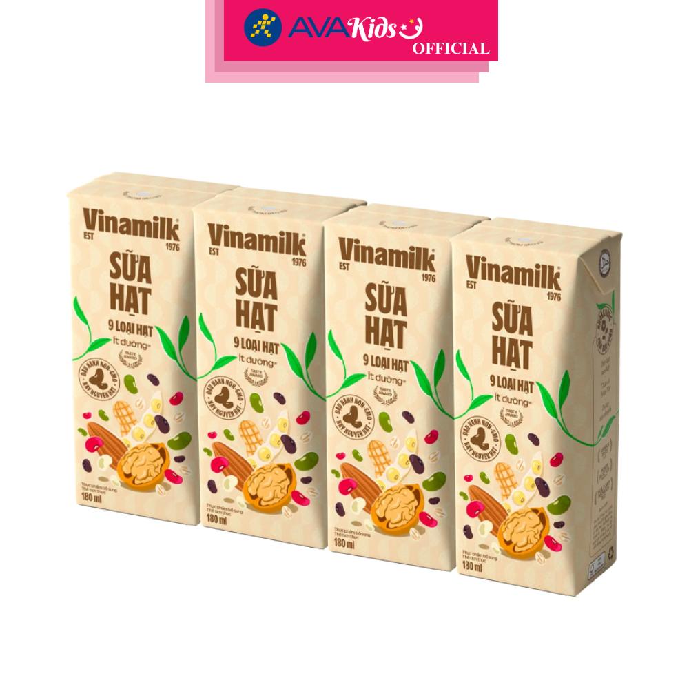 Lốc 4 hộp sữa hạt Vinamilk 9 loại hạt 180 ml (từ 4 tuổi) - Hàng Chính Hãng