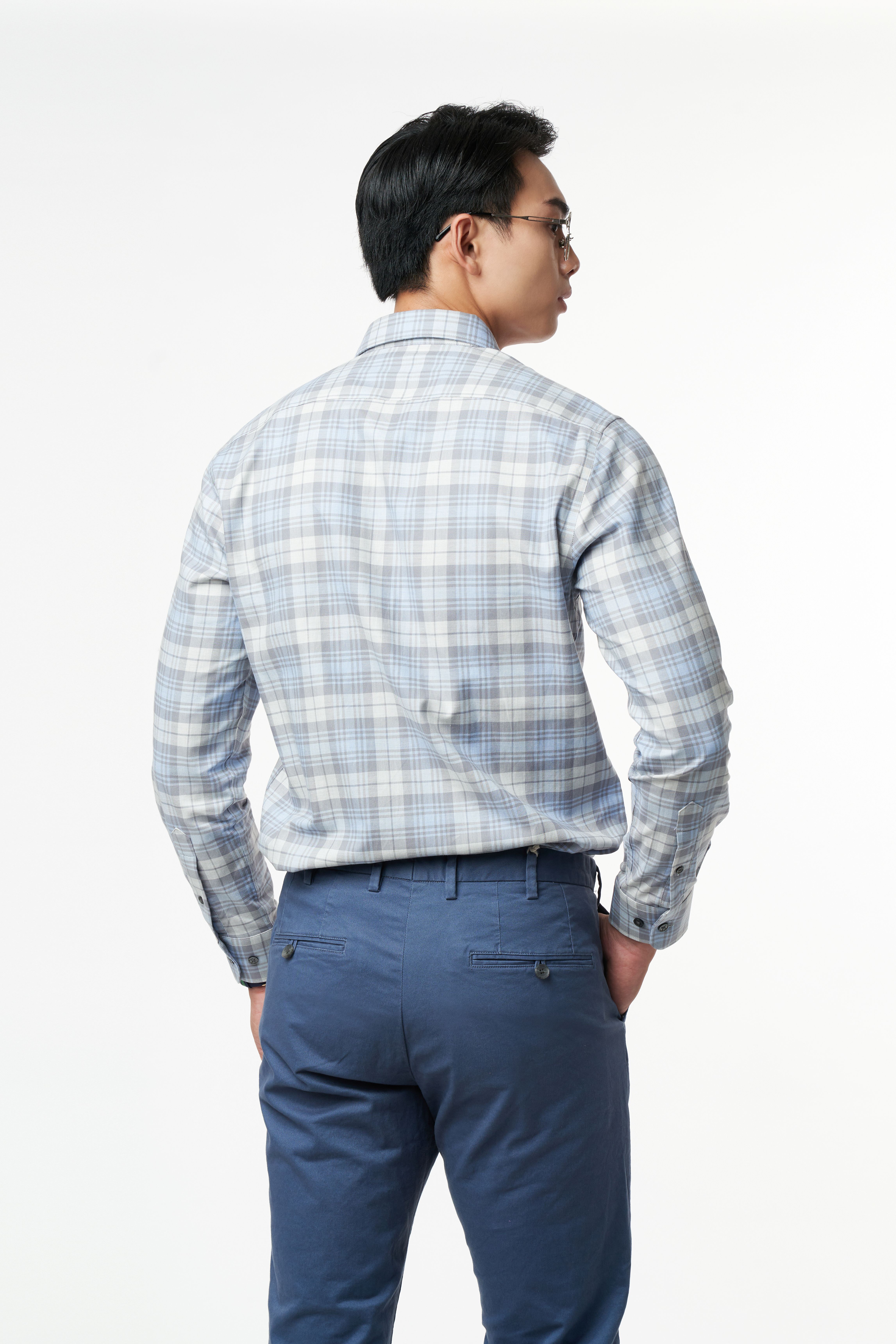 Áo Sơ Mi Caro Melange Nam Cotton Chống Nhăn Tự Nhiên Ninomaxx N&amp;M 2110033 - M