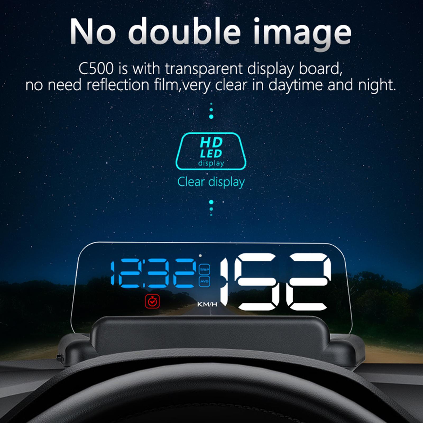 Car HUD Head up Display, Water Temp Alarm, 3D Tired Alarm, Windshield Projector, HUD Projection, Digital Speedometer, for All Cars