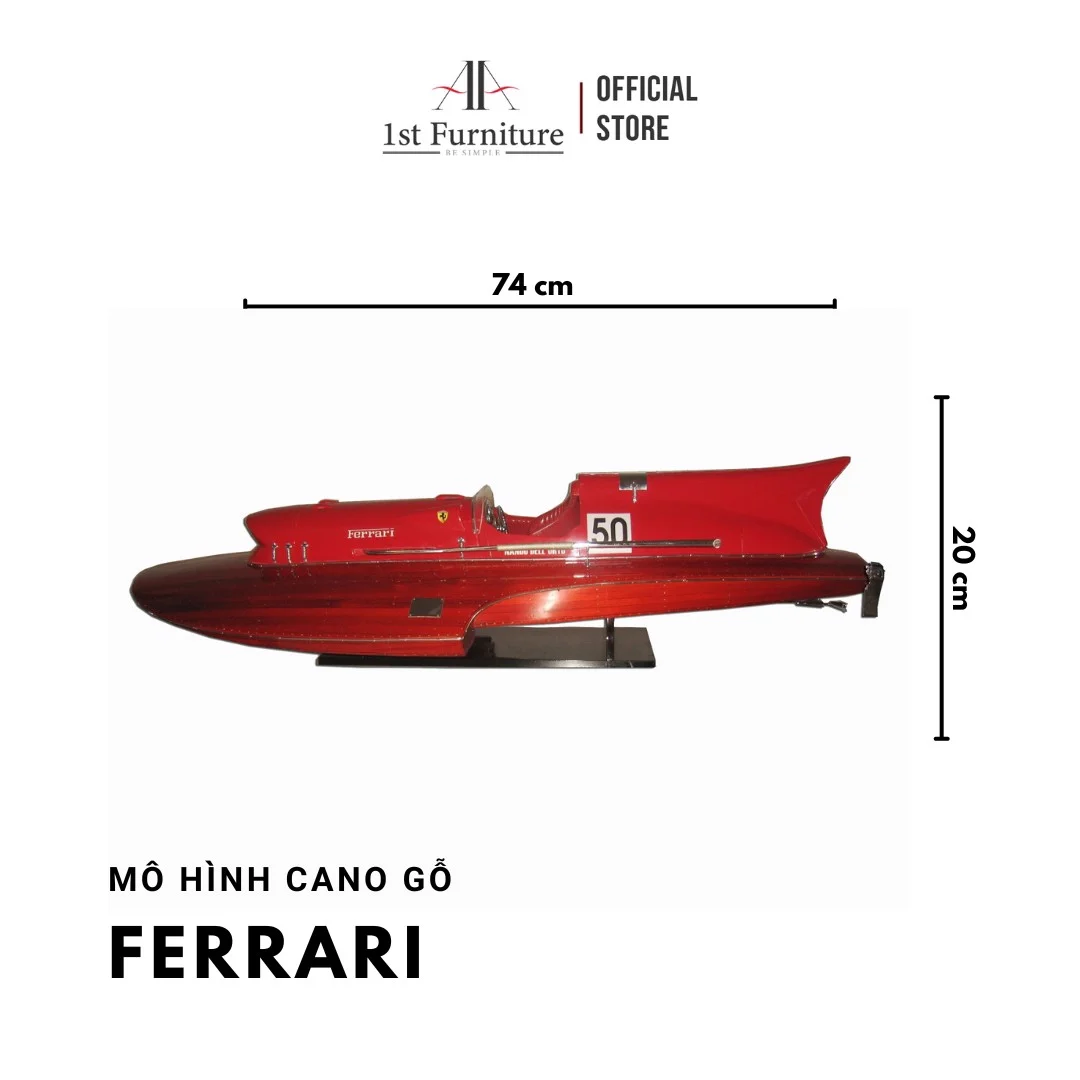 Mô hình cano FERRARI cao cấp, mô hình thuyền gỗ tự nhiên sang trọng lắp ráp sẵn 1st FURNITURE