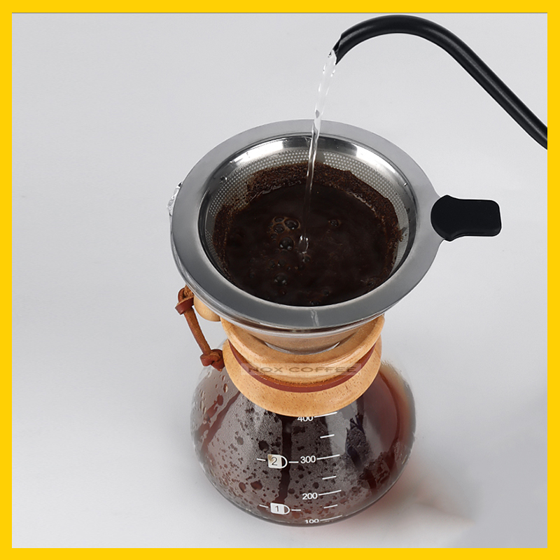 Bình pha cà phê chemex kèm phễu lọc inox