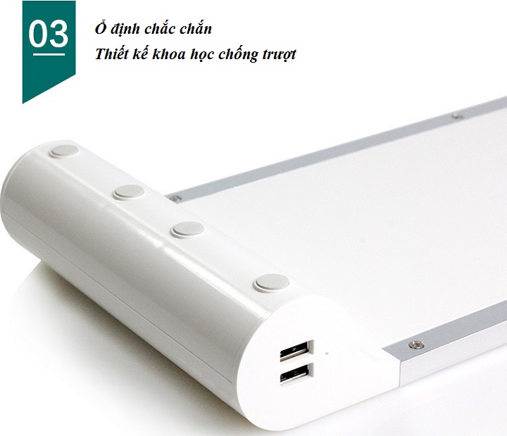 Kệ đỡ màn hình máy tính ( CHÂN ĐẾ CHỐNG TRƯỢT, BỐN CỔNG USB ) - Tặng kèm 01 móc khóa tô vít ba chức năng