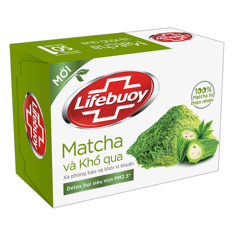 Xà Bông Cục Lifebuoy 90g Matcha &amp; Khổ Qua Từ Thiên Nhiên Giúp Bảo Vệ Khỏi 99.9% Vi Khuẩn Gây Bệnh