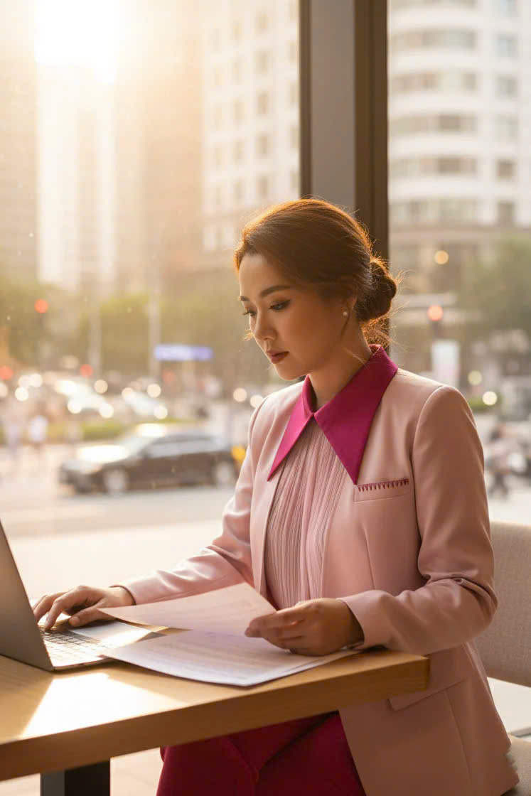 Áo Khoác Blazer, Áo vest Nữ Hồng Pastel Thêu Tay thời trang thiết kế Hity TOP237