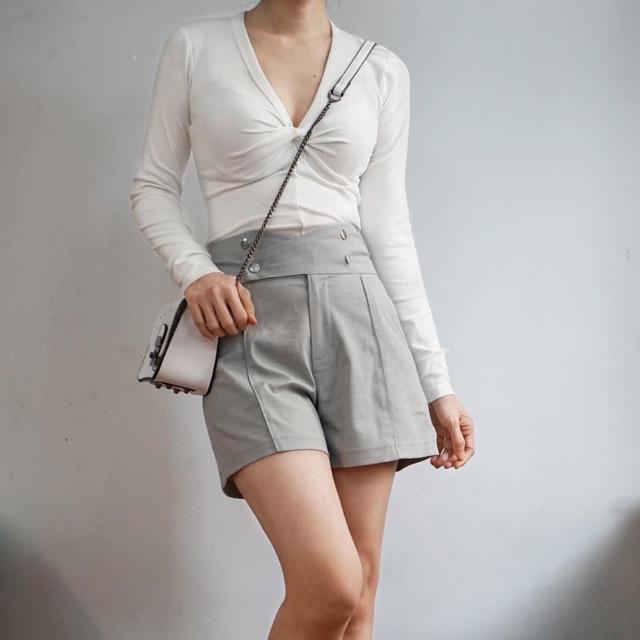 Áo body xoắn ngực cổ tim