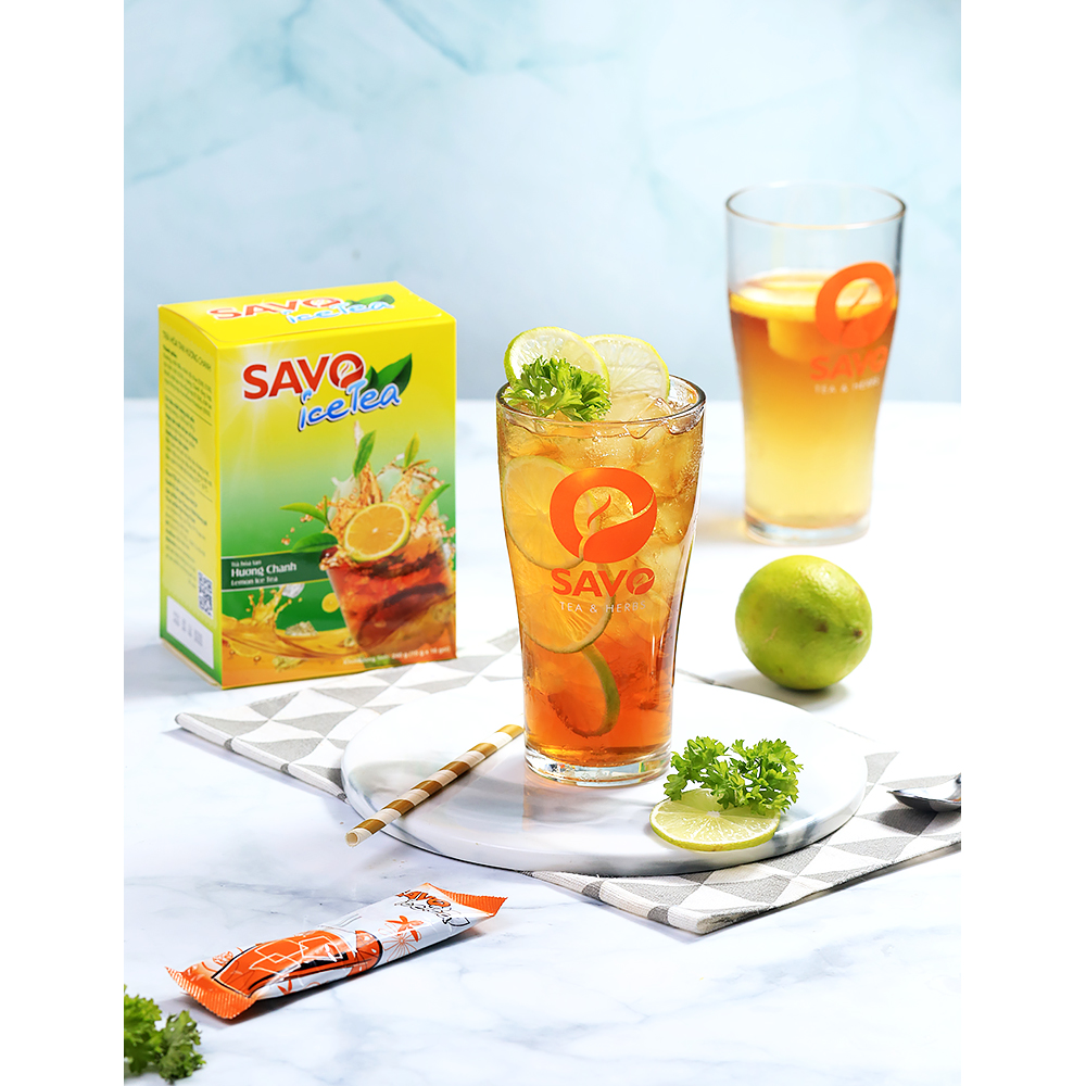 Trà SAVO Ice Tea Chanh (Lemon Ice Tea) - Hộp 16 gói x 15g 