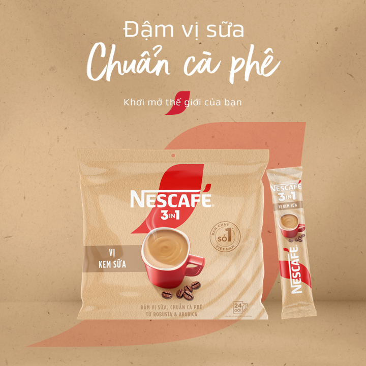[Tặng bộ 3 hũ gia vị] Combo 2 Bịch Cà phê hòa tan NESCAFÉ 3IN1 VỊ KEM SỮA Bịch 24 gói ĐẬM VỊ SỮA, CHUẨN CÀ PHÊ