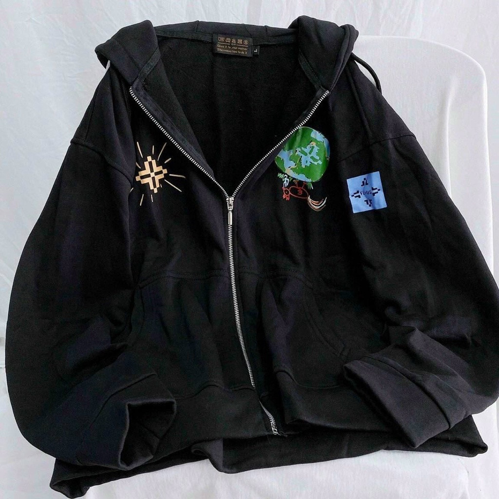Áo khoác nỉ bông dày dặn in chữ Fevent form rộng unisex nam nữ couper