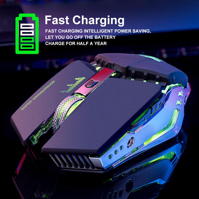 X11 Chuột Chơi Game Không Dây Pin Sạc 2.4G Không Dây Silicon LED Quang USB Ergonomic Chuột Chơi Game Lướt Chuột Cho Laptop/máy Tính