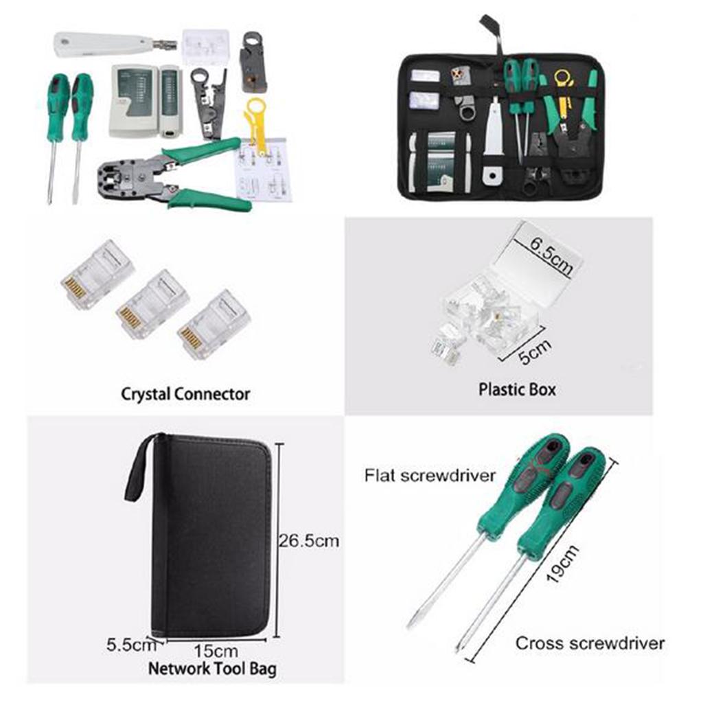 Home Network Cable Maintenance Tool Kit Set Ethernet Cable Tester Crimper Repair NEW