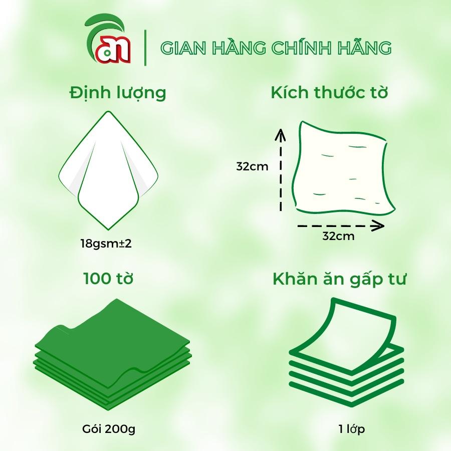 Combo 10 gói Khăn giấy ăn vuông dai, mịn, không bụi PONYO 1 lớp khổ 33 cm gói 100 tờ - Thiên An Nam paper