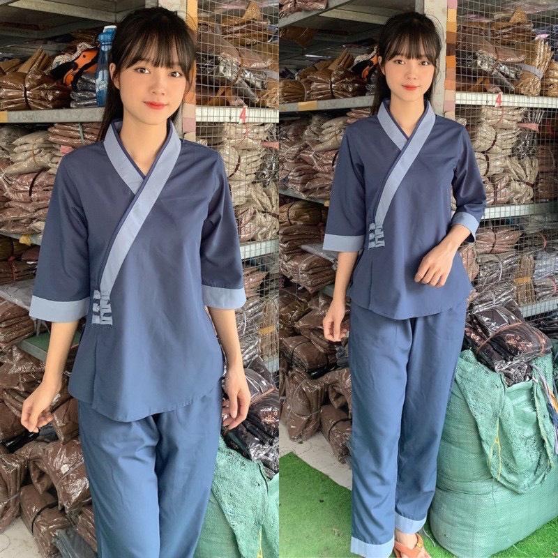 ĐỒ LAM ĐI CHÙA  3 nút kate vải mịn thoáng mát