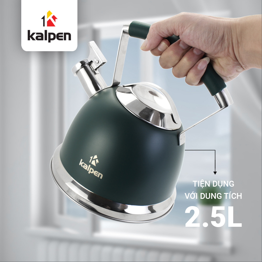 Ấm đun nước inox cao cấp Kalpen KK02-2.5L, Hàng Chính Hãng