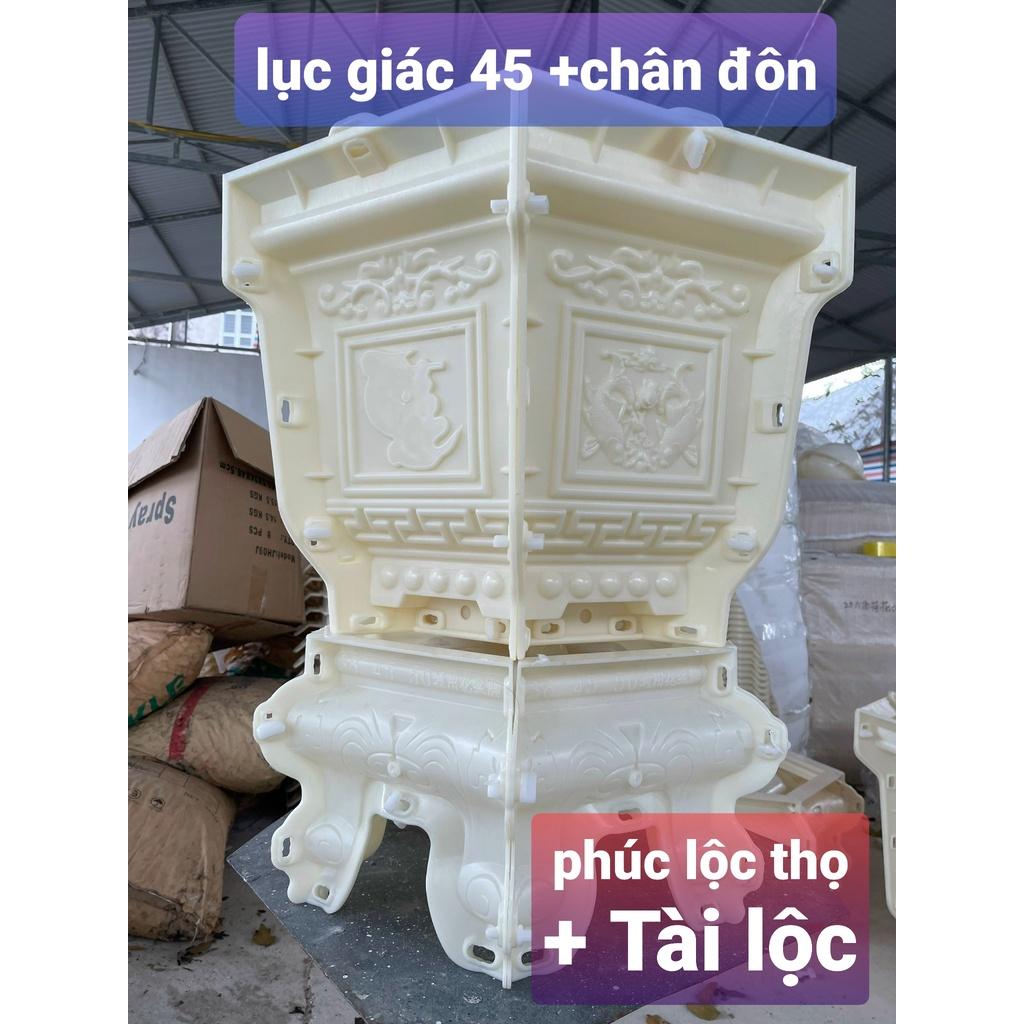 Khuôn đúc chậu cảnh lục giác 45 phúc lộc thọ+sen và đôn quỳ