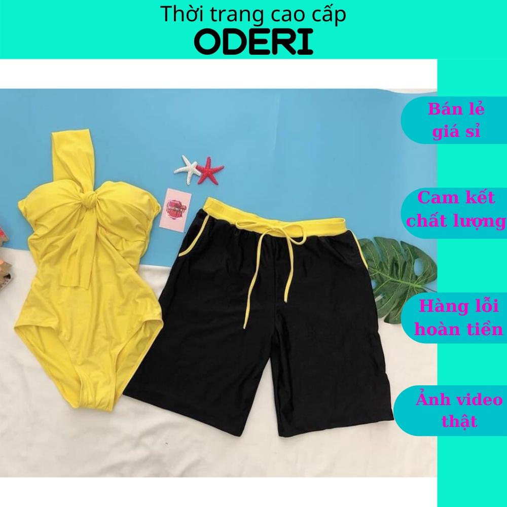 Bikini ,Couple Đôi Nam Nữ Liền Thân Vàng Nơ To Đi Biển Rẻ Đẹp ODERI LT-061