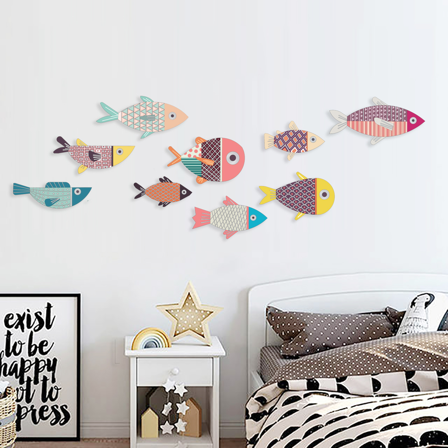 BỘ TRANH COLOR FISHES TREO TƯỜNG TRANG TRÍ PHÒNG KHÁCH, PHÒNG NGỦ, PHÒNG ĂN - TẶNG KÈM BĂNG DÍNH 3M SIÊU DÍNH TREO TRANH CHUYÊN DỤNG - FH16