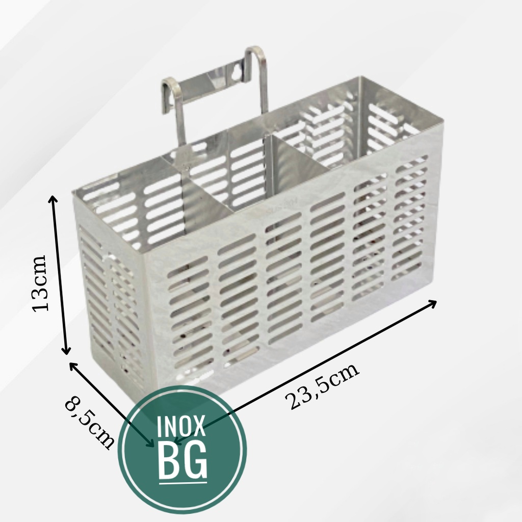 Ống đựng đũa, muỗng, thìa... 3 ngăn bằng inox 304 cao cấp