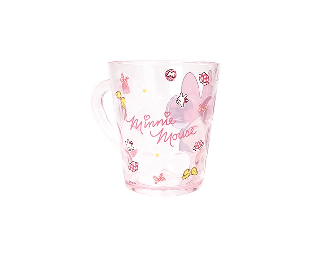 Ly quai cầm tay trong suốt hình chuột Minnie màu hồng siêu cute cho bé gái 260ml - 58VNDM2489