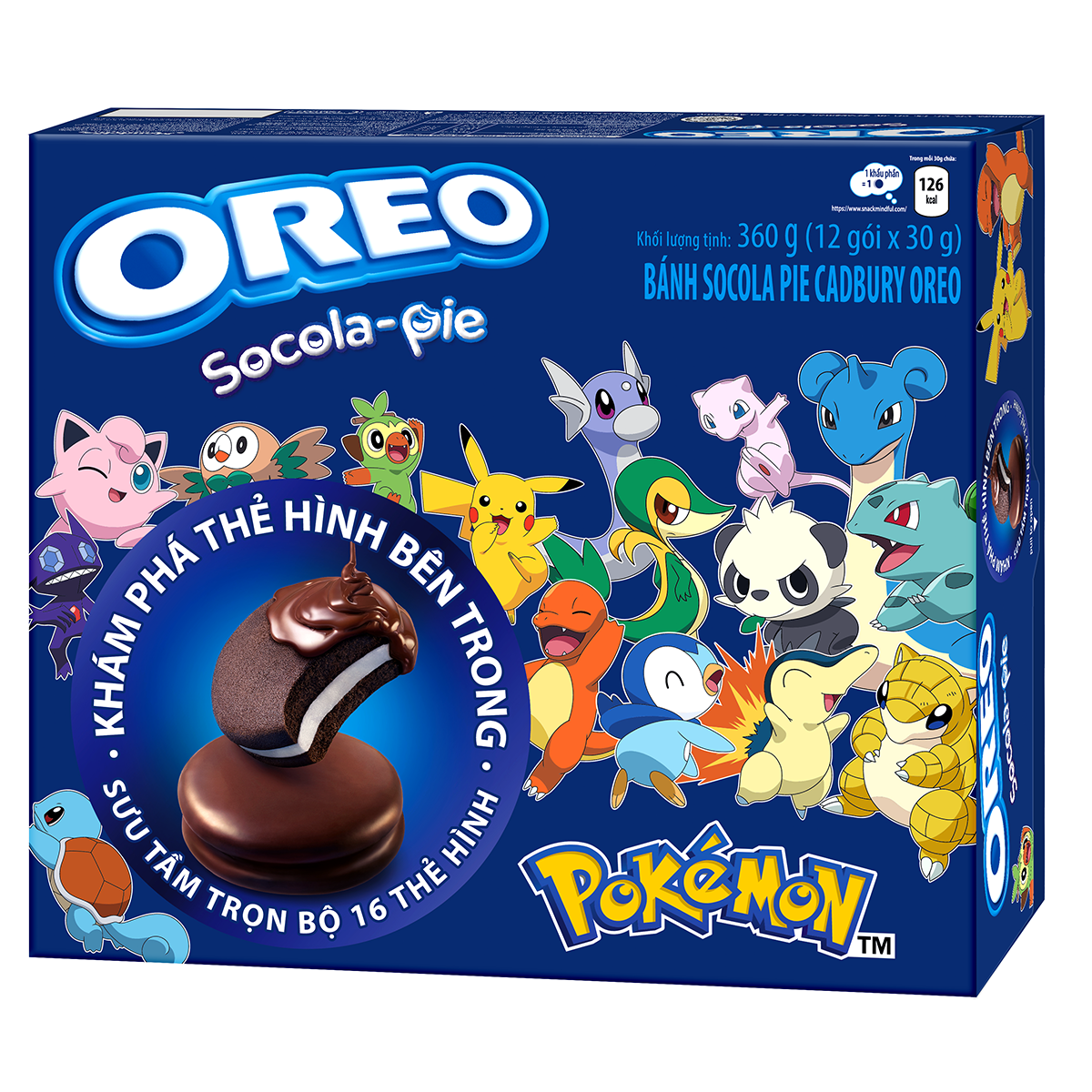 Bánh OREO Pie POKÉMON vị vani, combo 2 hộp x 360g (Tặng kèm 2 thẻ hình OREO POKÉMON)