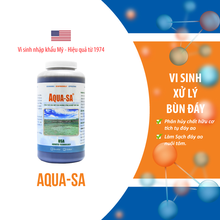 AQUA-SA - Vi sinh xử lý bùn đáy ao nuôi trồng thủy sản - Chai 1 quarter (≈ 1 lít)