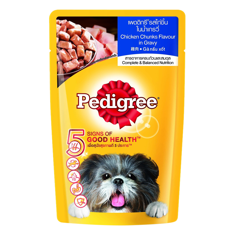 Combo 12 Gói Thức Ăn Cho Chó Pedigree Vị Gà Nấu Sốt (130g/gói)