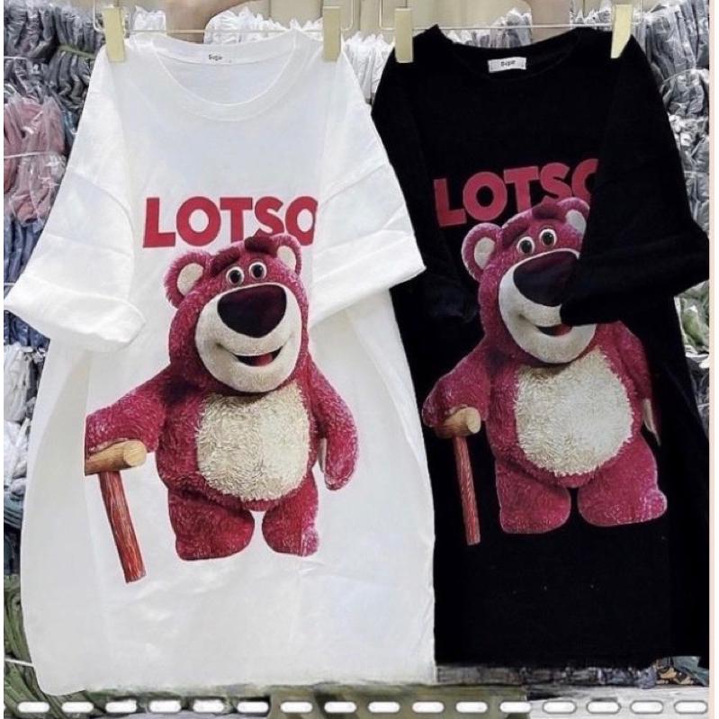 Áo Phông From Rộng In Hình Gấu LOTSO Hồng Unisex