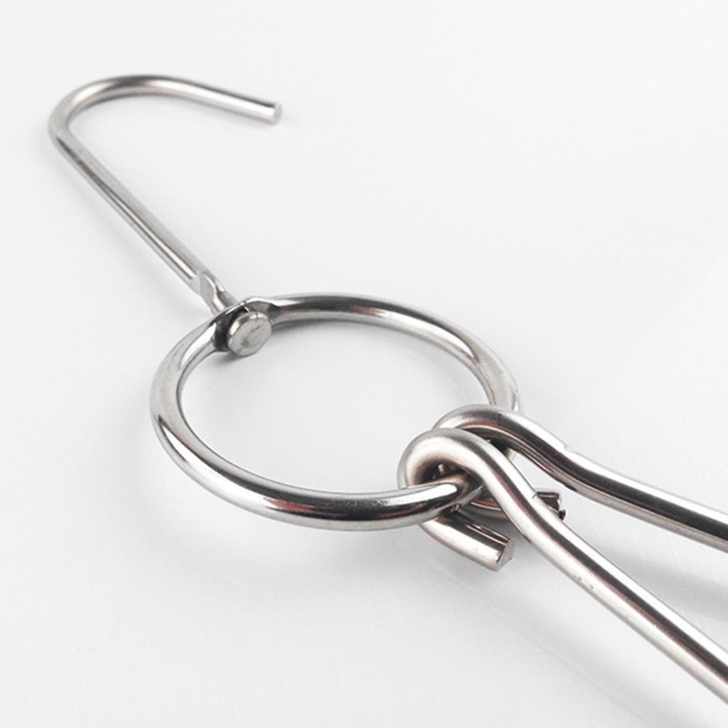 3-Prong Meat Hook Swivel Stainless Sausage Meat Hook Kitchen 0.35x25cm 2pcs