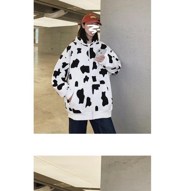 Áo khoác nỉ bò sữa chất nỉ khoá kéo cotton trần bông 2 lớp form siêu rộng Unisex, chất liệu thun co giãn